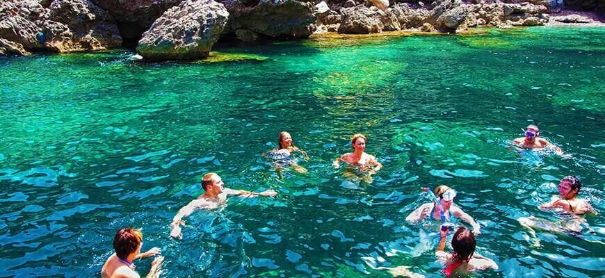 swimming stop on the boat trip