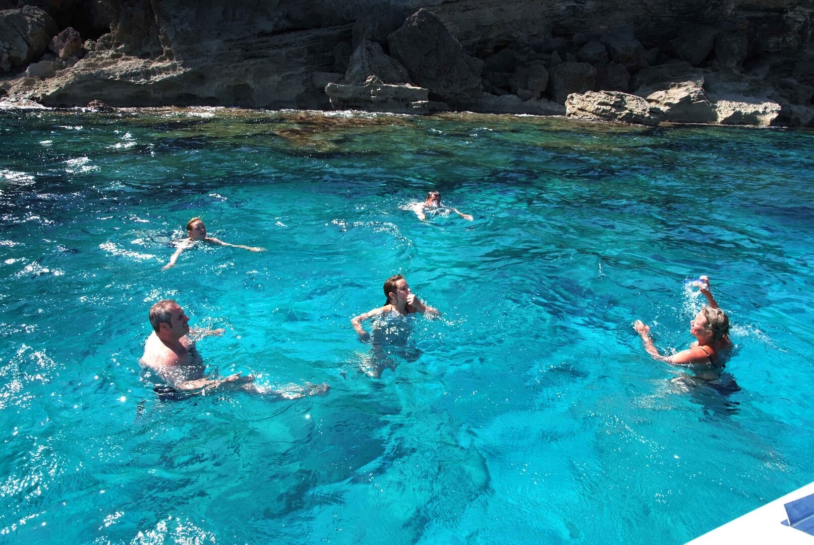 swimming in a bay