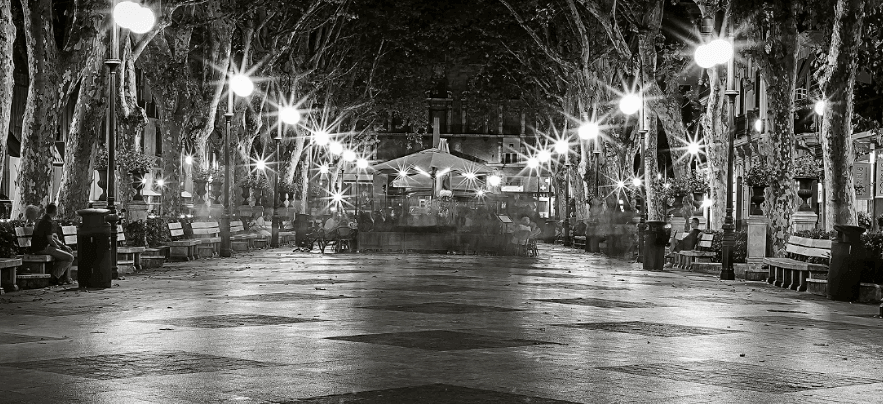 Lights in Palma city at nighttime