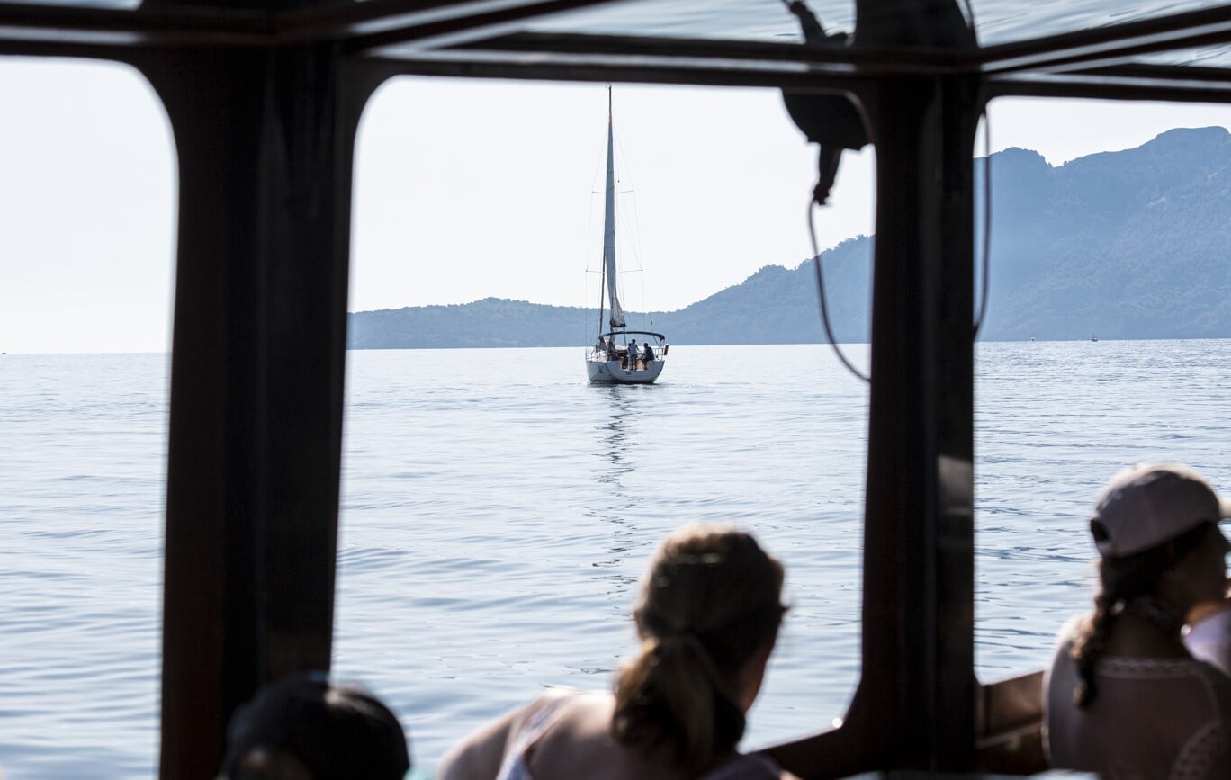 jumping into the water from the boat