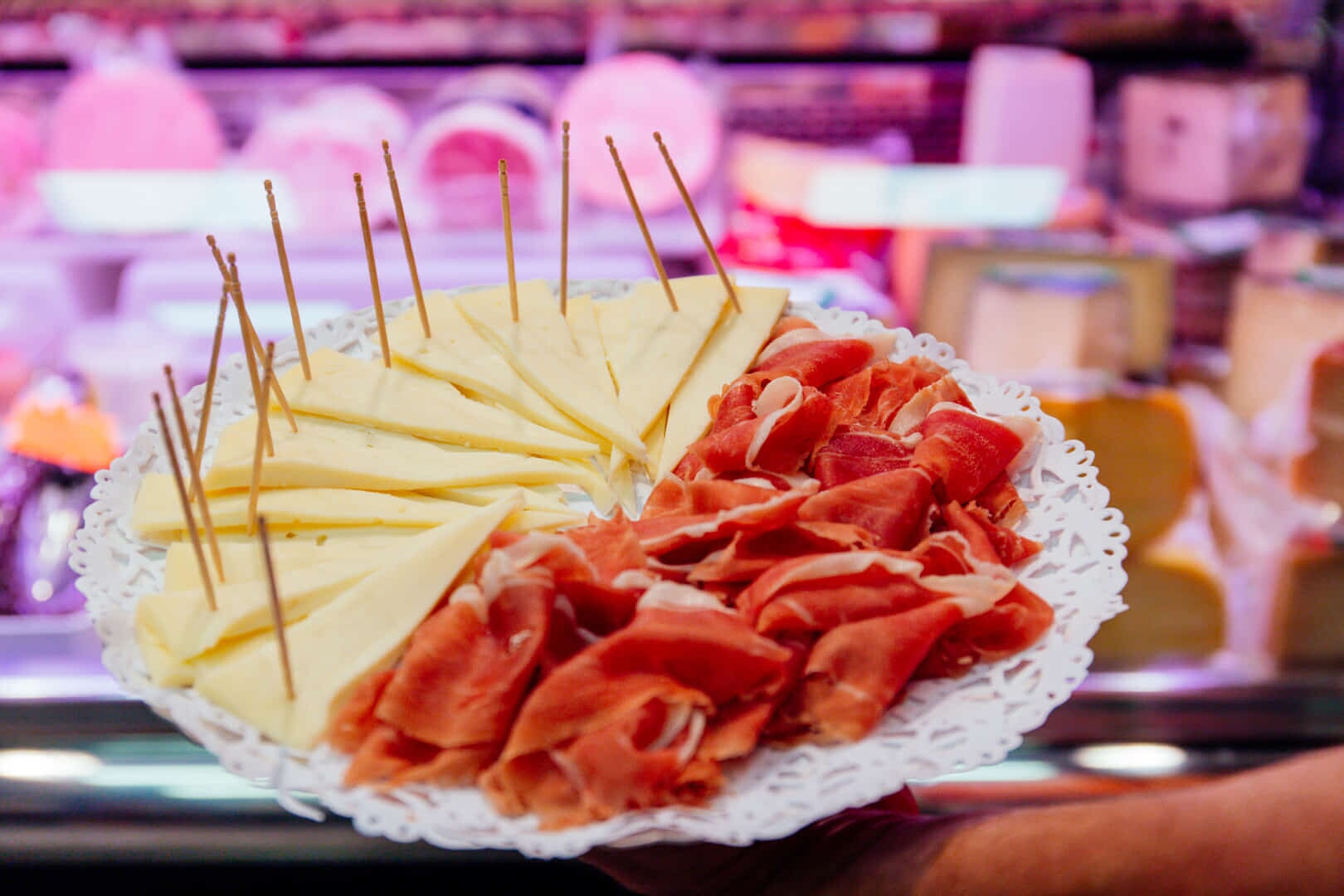 Serrano ham and Spanish cheese platter during a Palma Food Tour