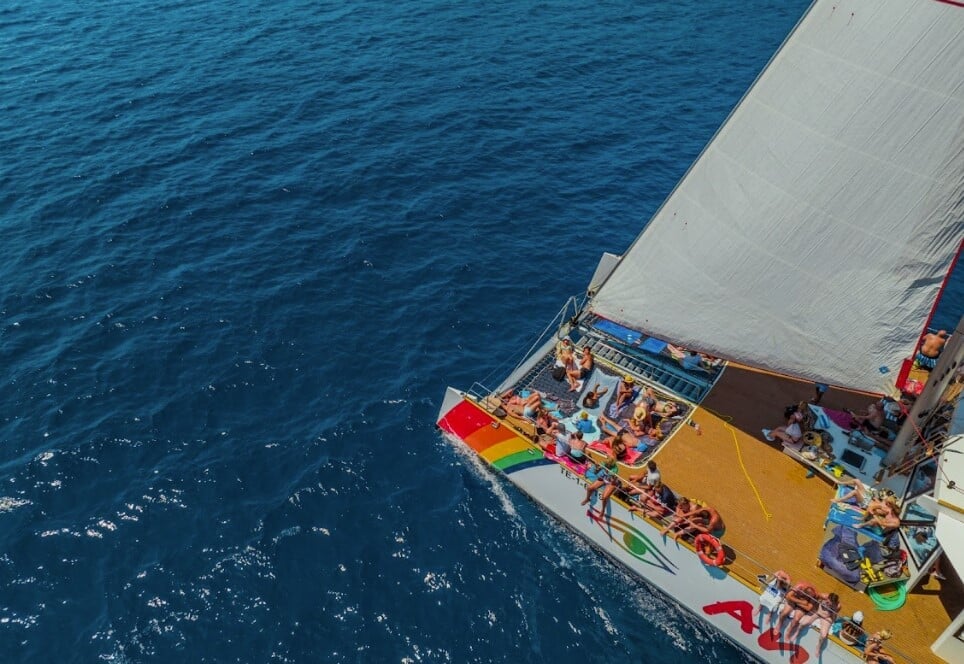 Katamaran z kajakiem na Majorce